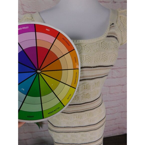 Freshman 1996 Small Cream Stripe Knit Midi Dress Boho - Picture 4 of 10